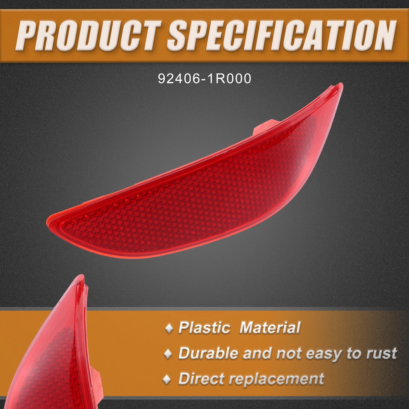 Rear Right Bumper Reflector Light Cover Replacement for Hyundai Accent (2011–2017)