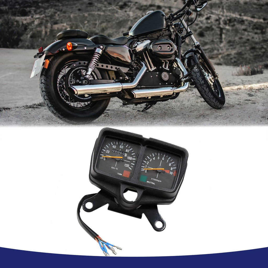 Dual Odometer Speedometer Gauge Black for Honda CG125 (2011–2019)