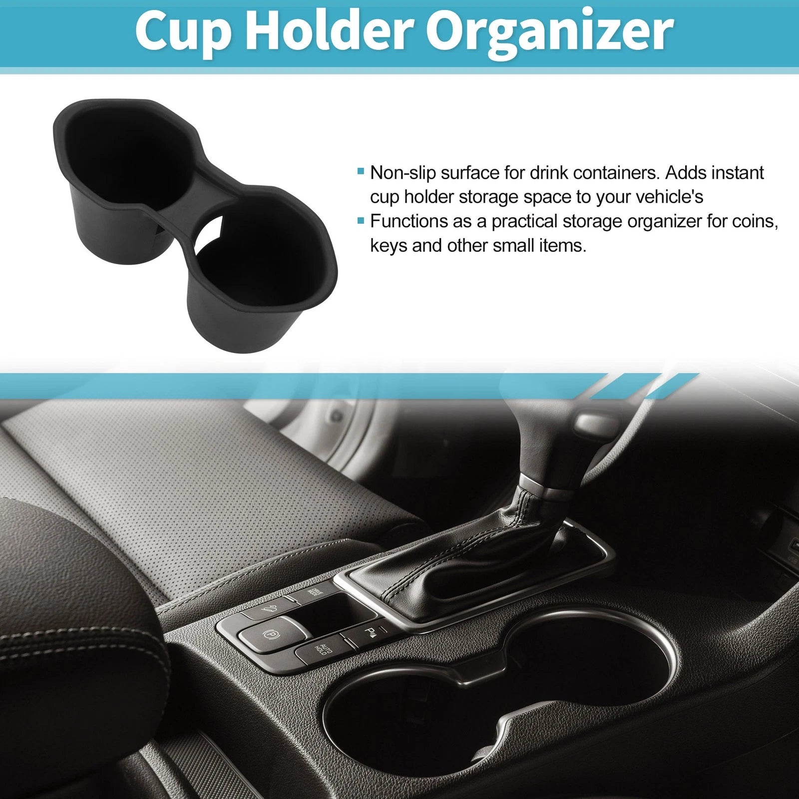 Console Cup Holder Organizer TPE Black for Subaru Forester 2025-2026