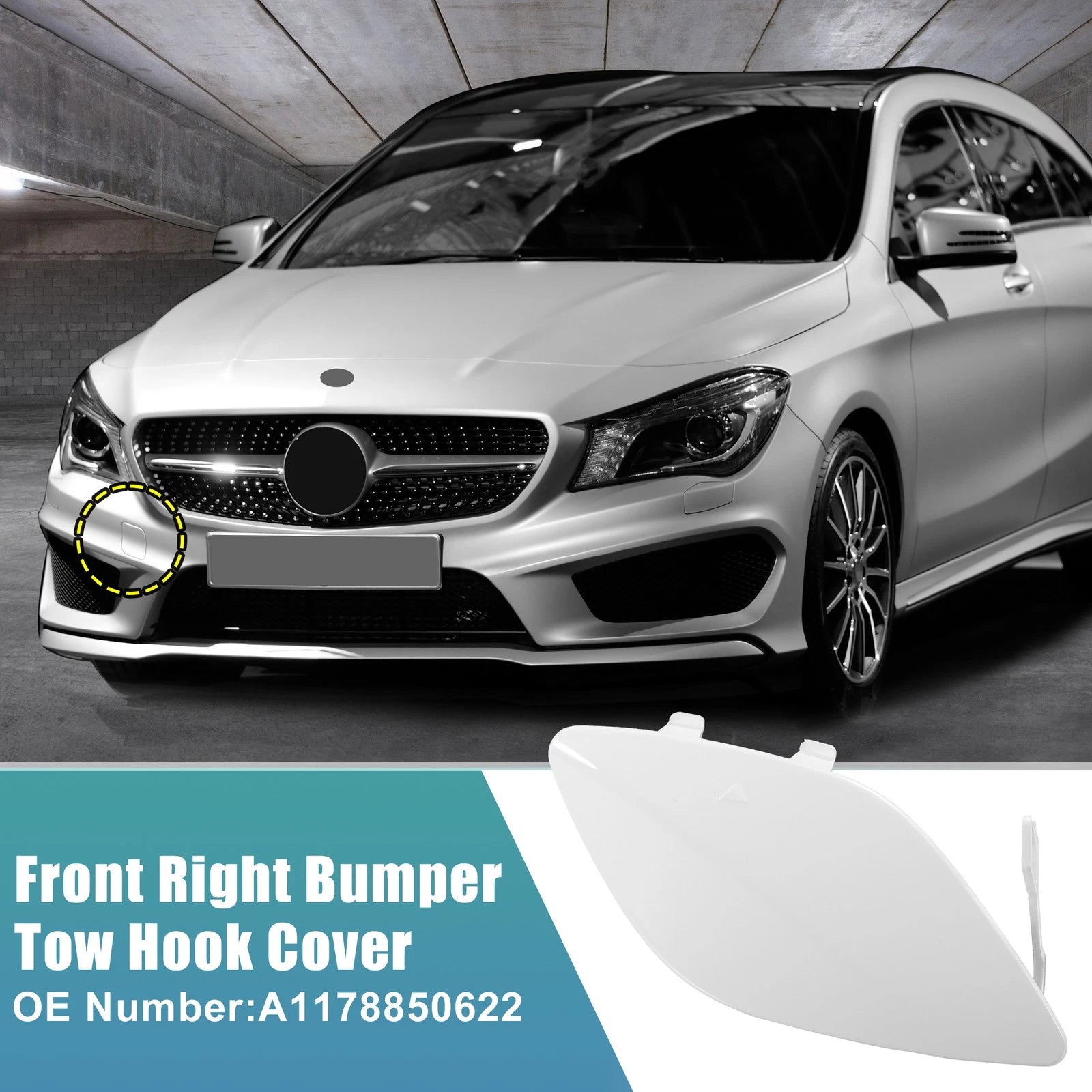 Front Bumper Tow Hook Cover Replacement for Mercedes-Benz CLA-Class (2014–2019)