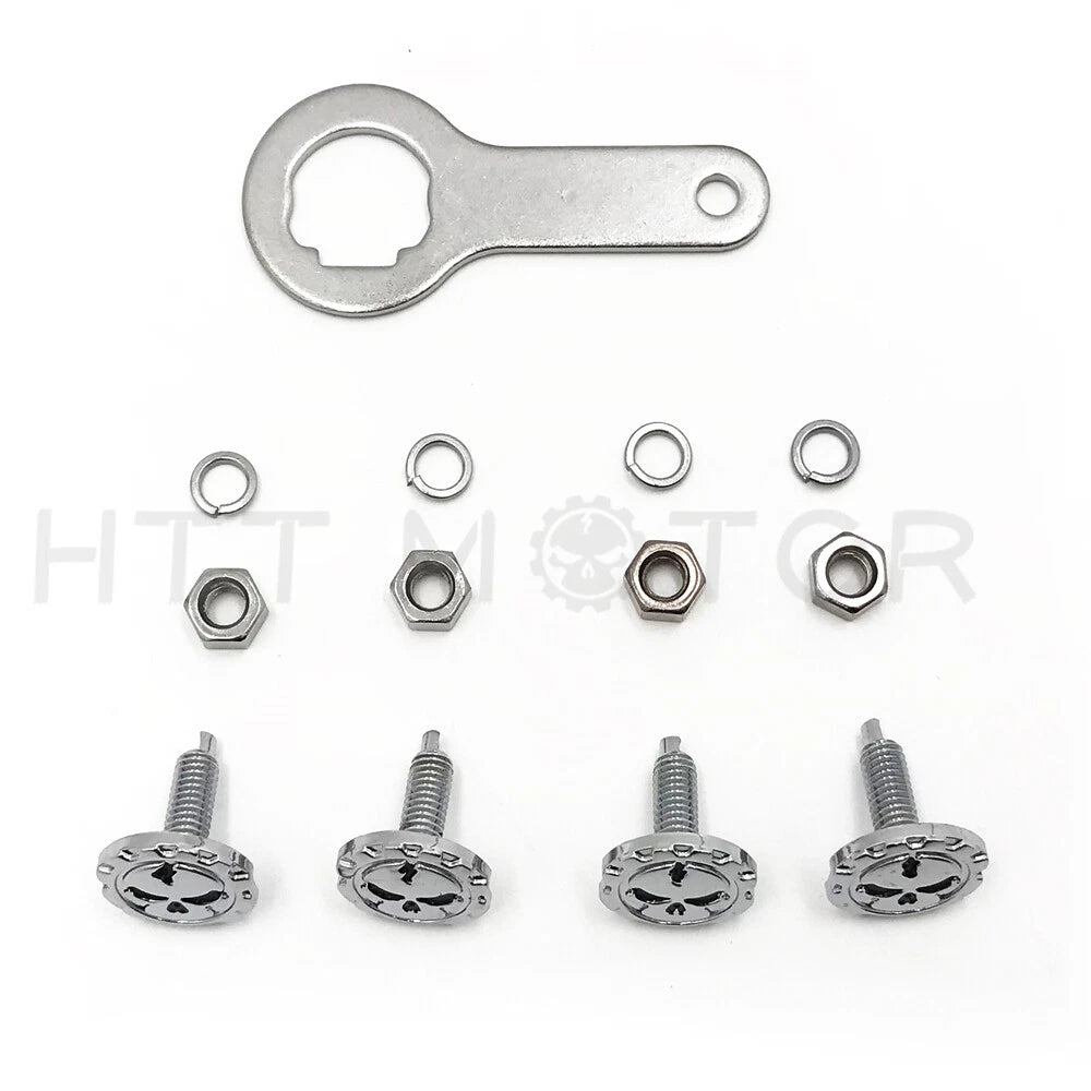 Gear Skull License Plate Mount Hardware for Universal Vehicles (1/4" Chrome)