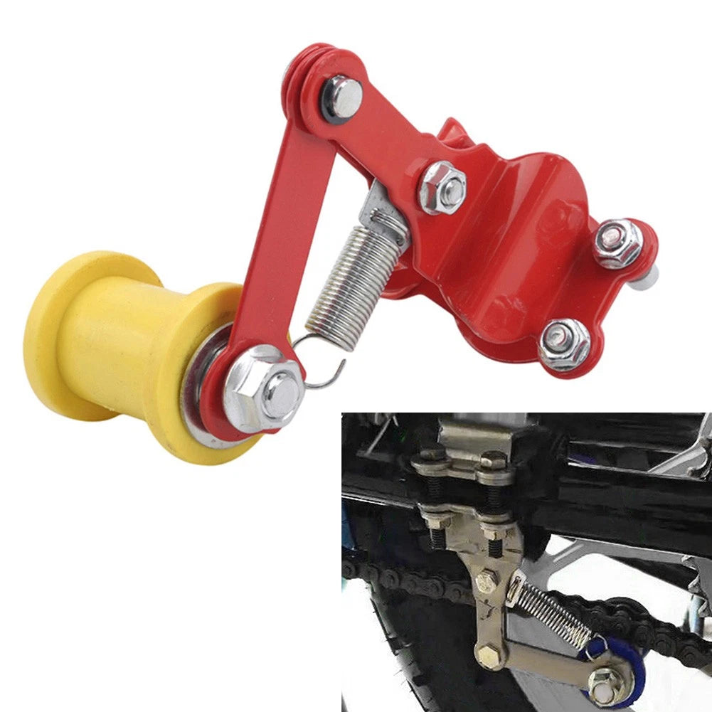 Chain Tensioner Roller Adjuster for Universal ATV Dirt Bike (Red/Yellow)