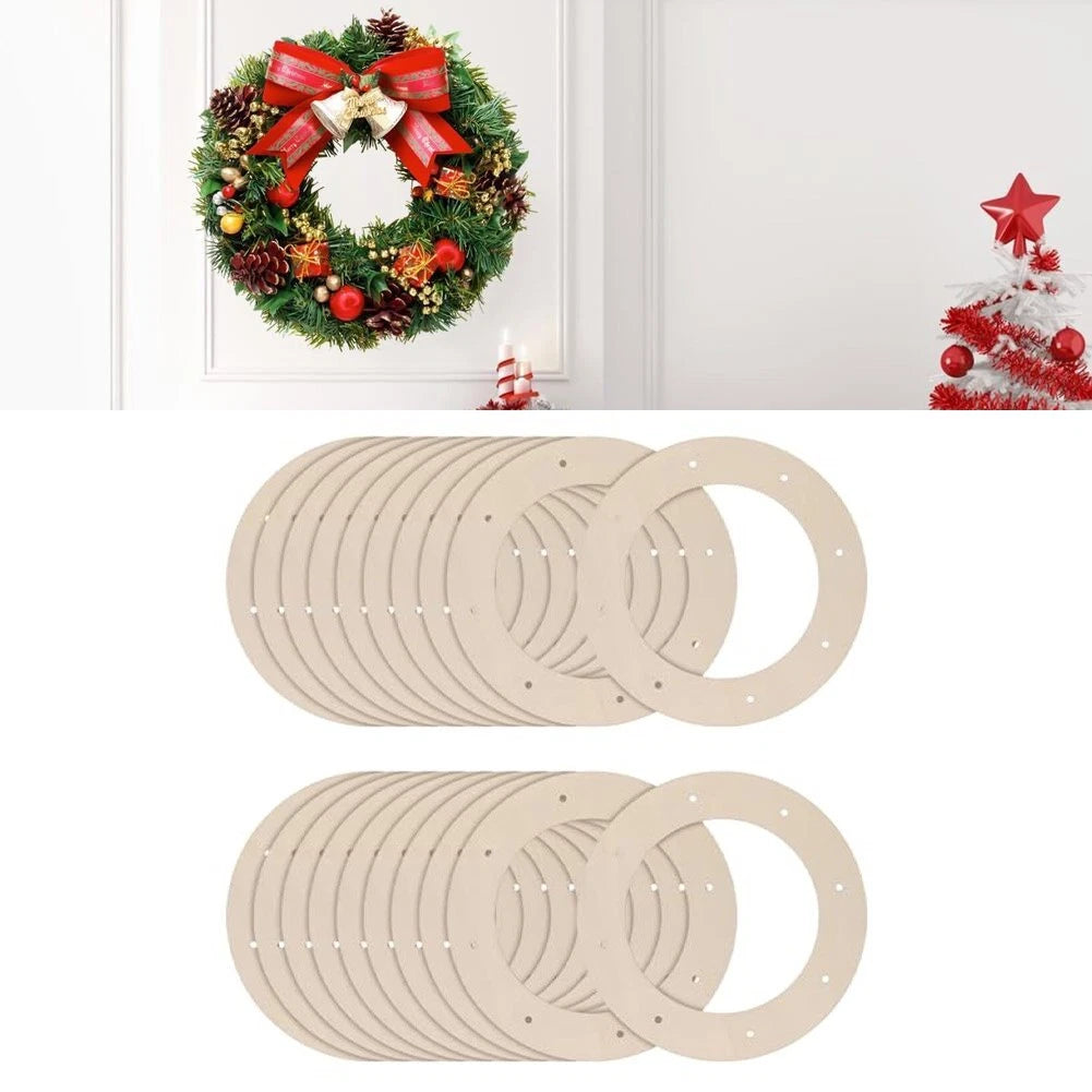 20 Pieces Wooden Circle Wreath Frames for Craft Use