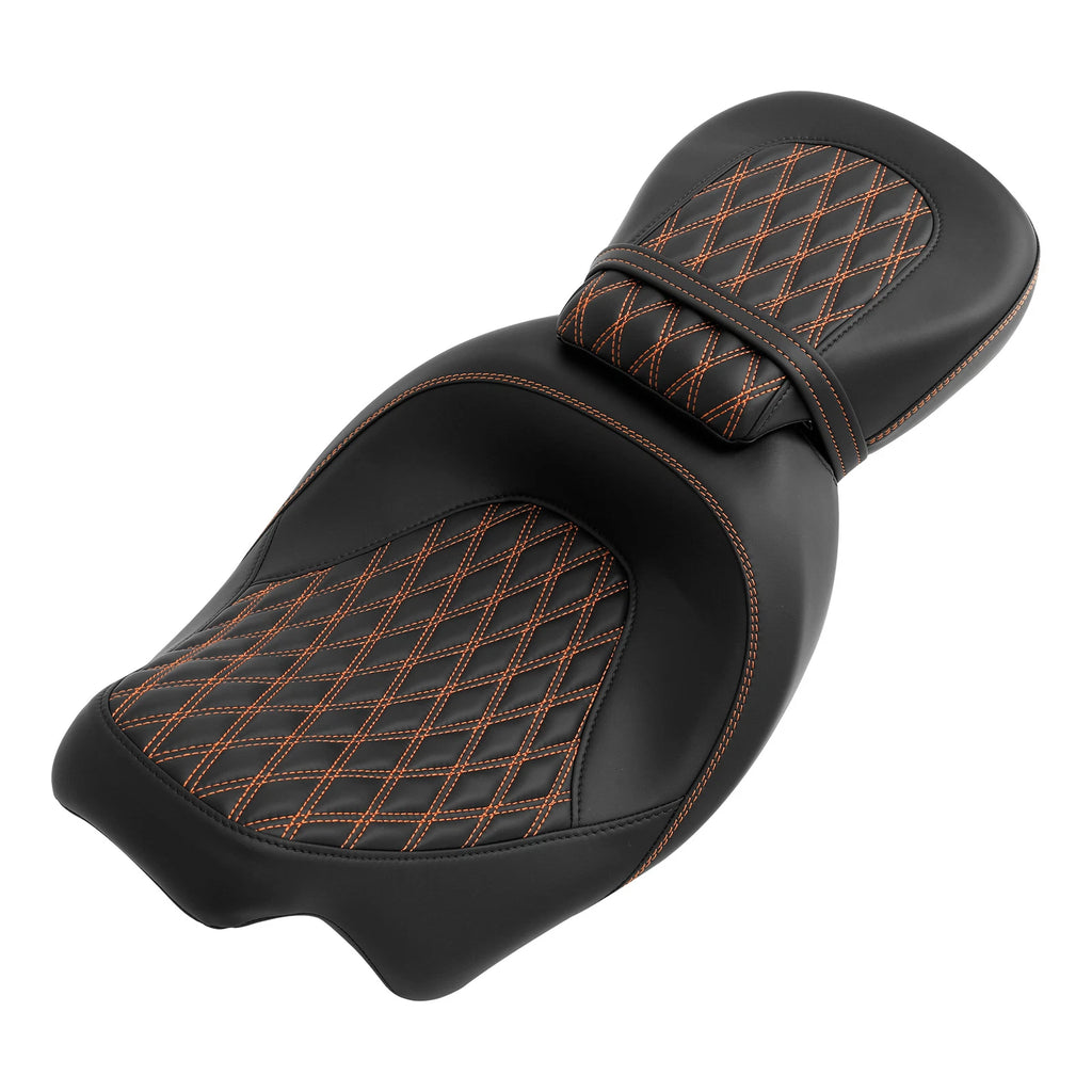 Pillion Seat for Harley Road Glide (2009–2023) - Orange Stitching