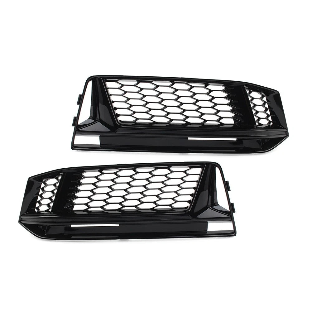 Honeycomb Fog Light Grille Cover for Audi A4 B9 S4 (2016–2018) Glossy Black