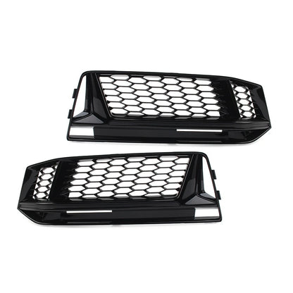 Honeycomb Fog Light Grille Cover for Audi A4 B9 S4 (2016–2018) Glossy Black