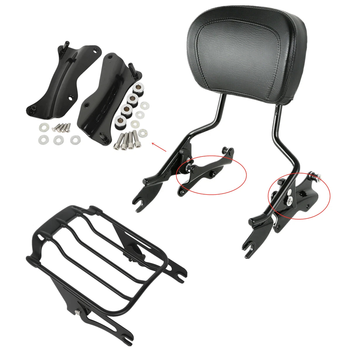 Sissy Bar Backrest Luggage Rack for Harley Touring Models (2014–2025)