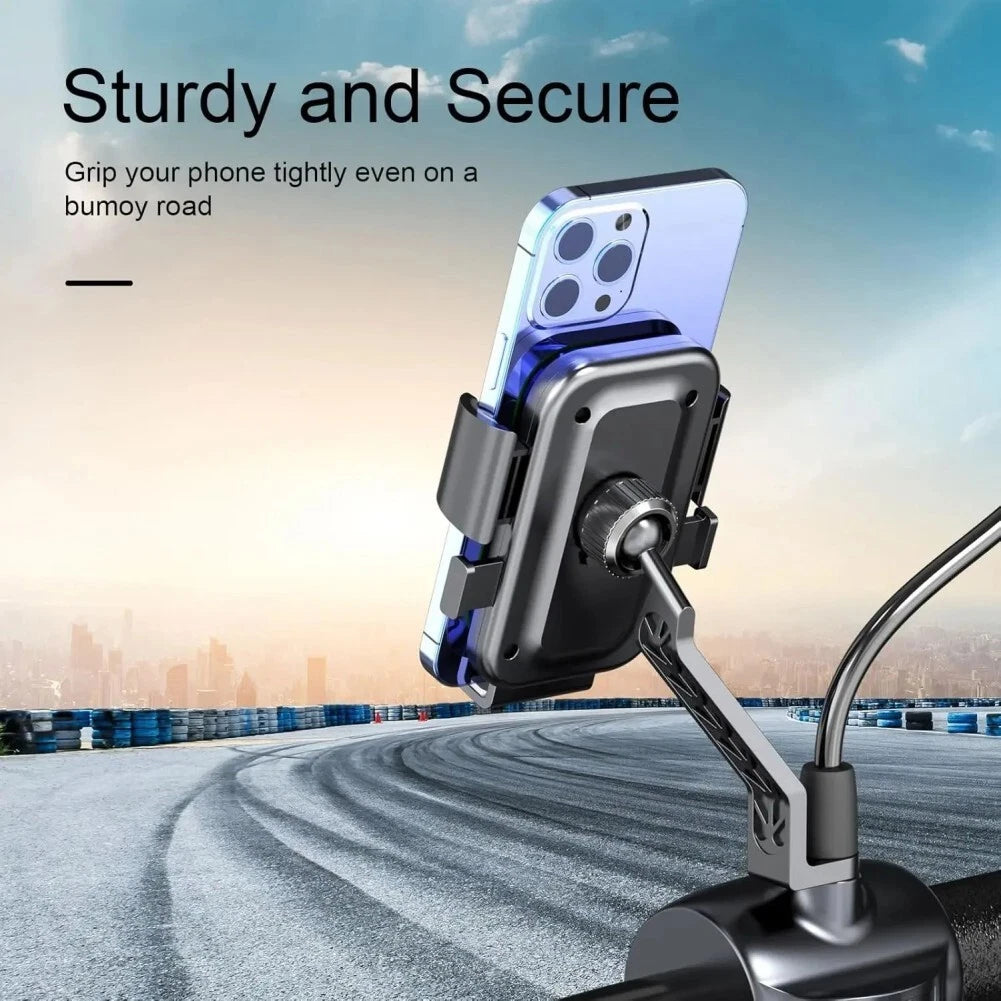 Secure Lock Motorcycle Phone Mount with 360 Degree Adjustability