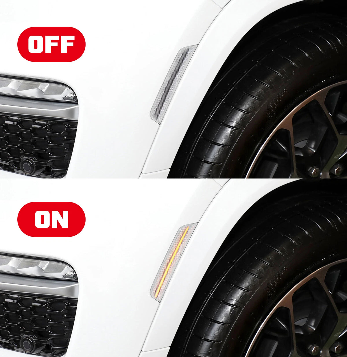 2X Clear Amber LED Front Side Marker Lights for Jeep Grand Cherokee (2021–2026)