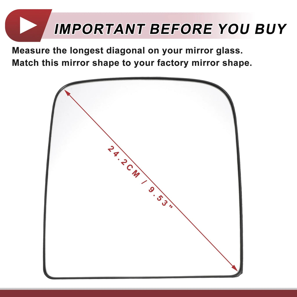 Heated Left Driver Side Upper Tow Mirror Glass Replacement for Dodge (2013–2018)