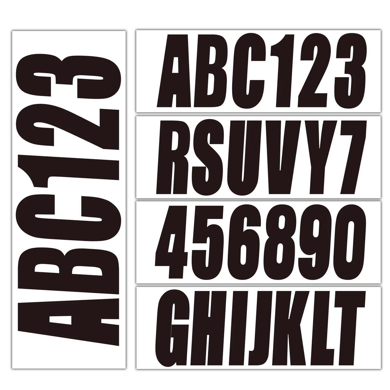 Set of 4 Waverunner Jetski PWC Registration Numbers A-Z 0-9 (Black)