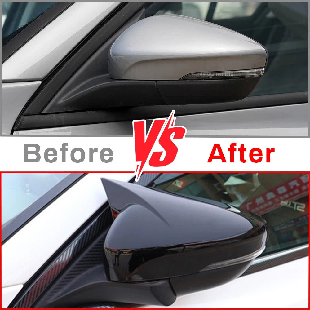 Set of 2 Horn Style Side Mirror Cover Caps Gloss Black for Ford Focus MK4 (2019–2024)