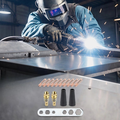 15PCS Contact Tips Kit for MIG Welding (0.6mm Nozzles, Wrench)