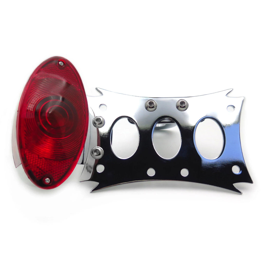 Chrome License Bracket & CD Oval Tail Light for Harley Touring