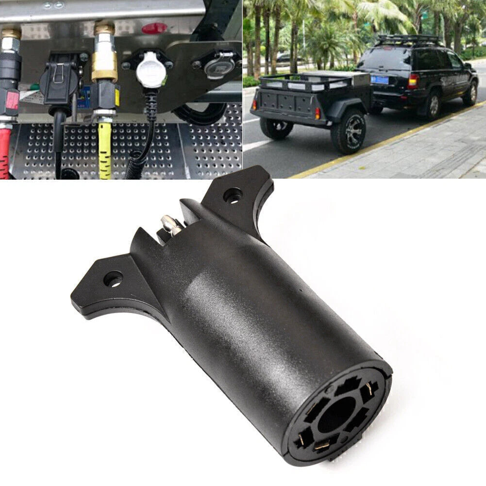 7 Way Round to 4 Pin Flat Trailer Light Adapter Plug Connector