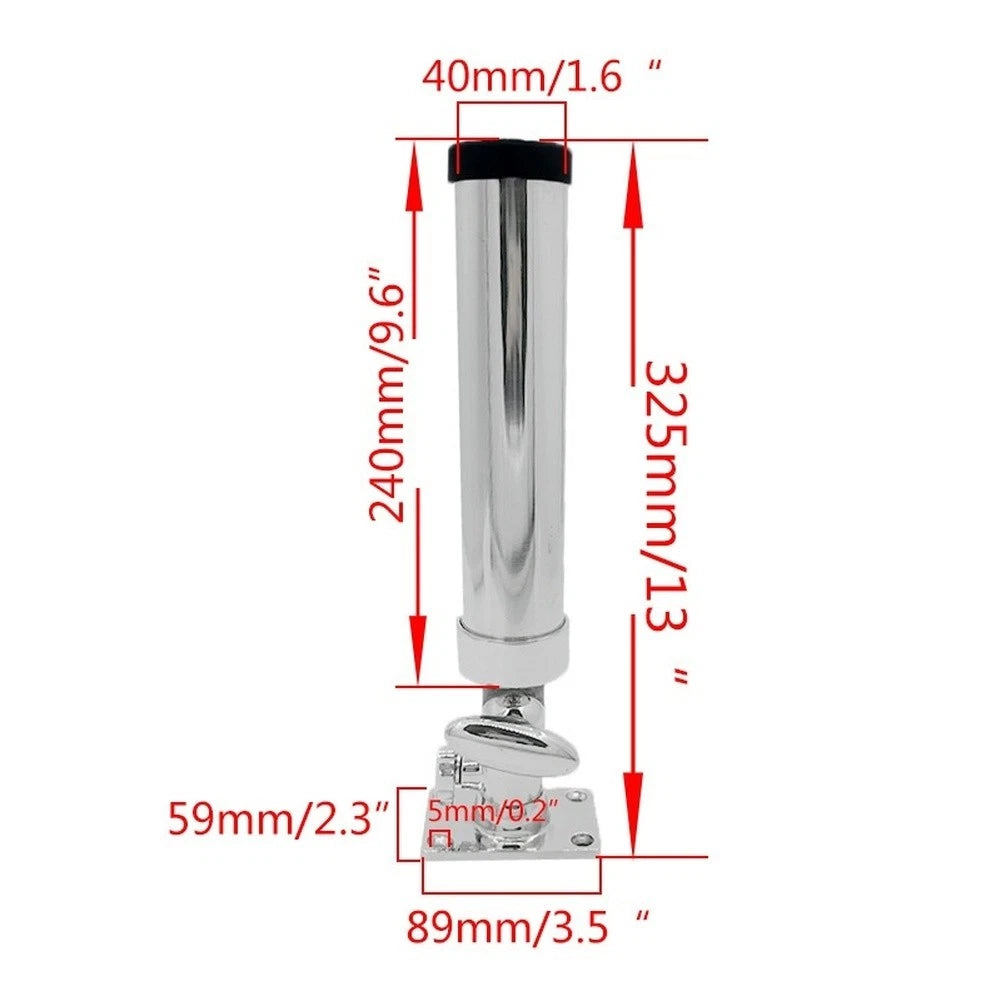Adjustable Marine Rod Holder for Boats - 316 SS Construction, Square Base