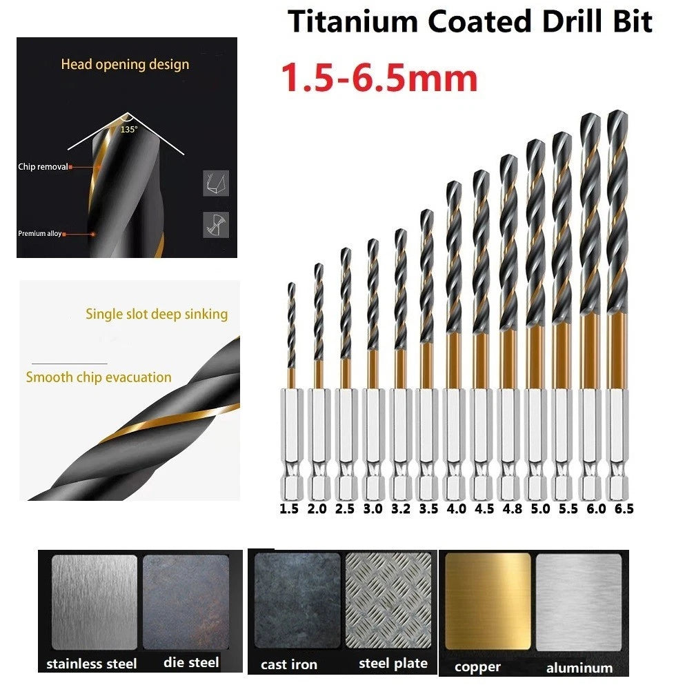 1Pcs HSS Drill Bit for Aluminium Wood 1/4" Hex Shank