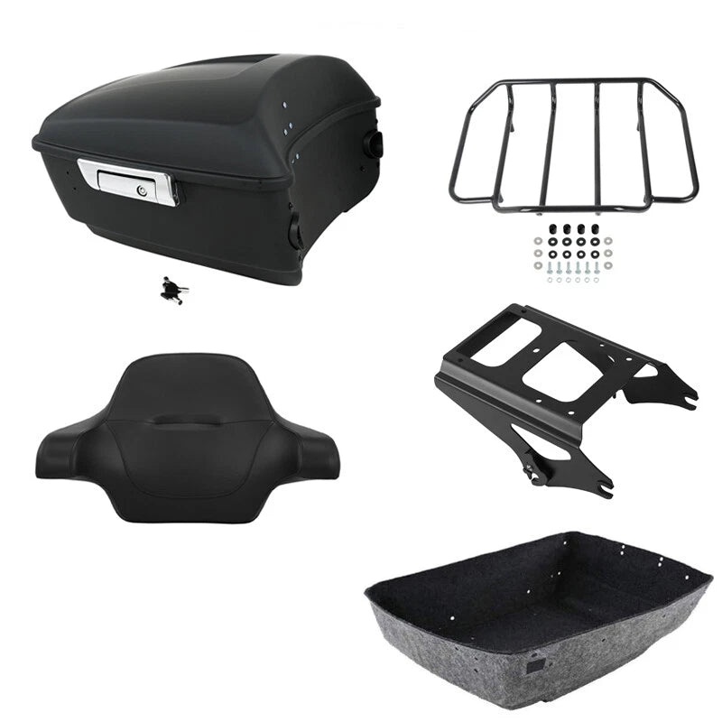 Matte Black Trunk Backrest Rack for Harley Touring (2009–2013)