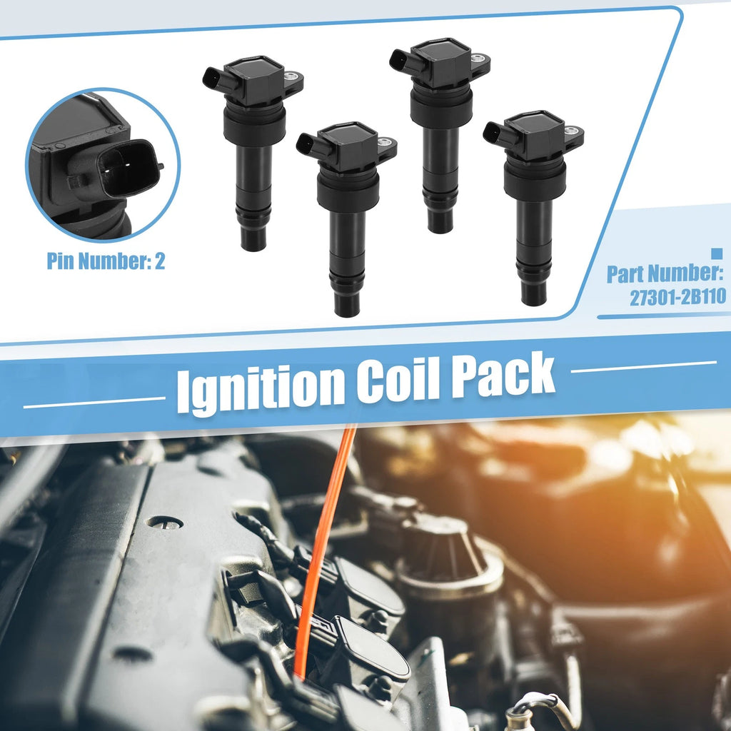 4 Pc Ignition Coil Pack Replacement for Hyundai Veloster 1.6L (2012–2017)