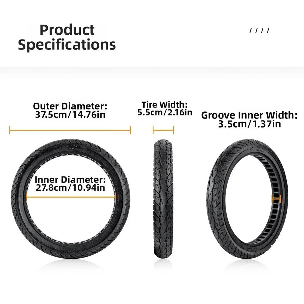 16x2.125 Puncture Resistant Solid Tire for 16 Inch E Bike and Wheelchair