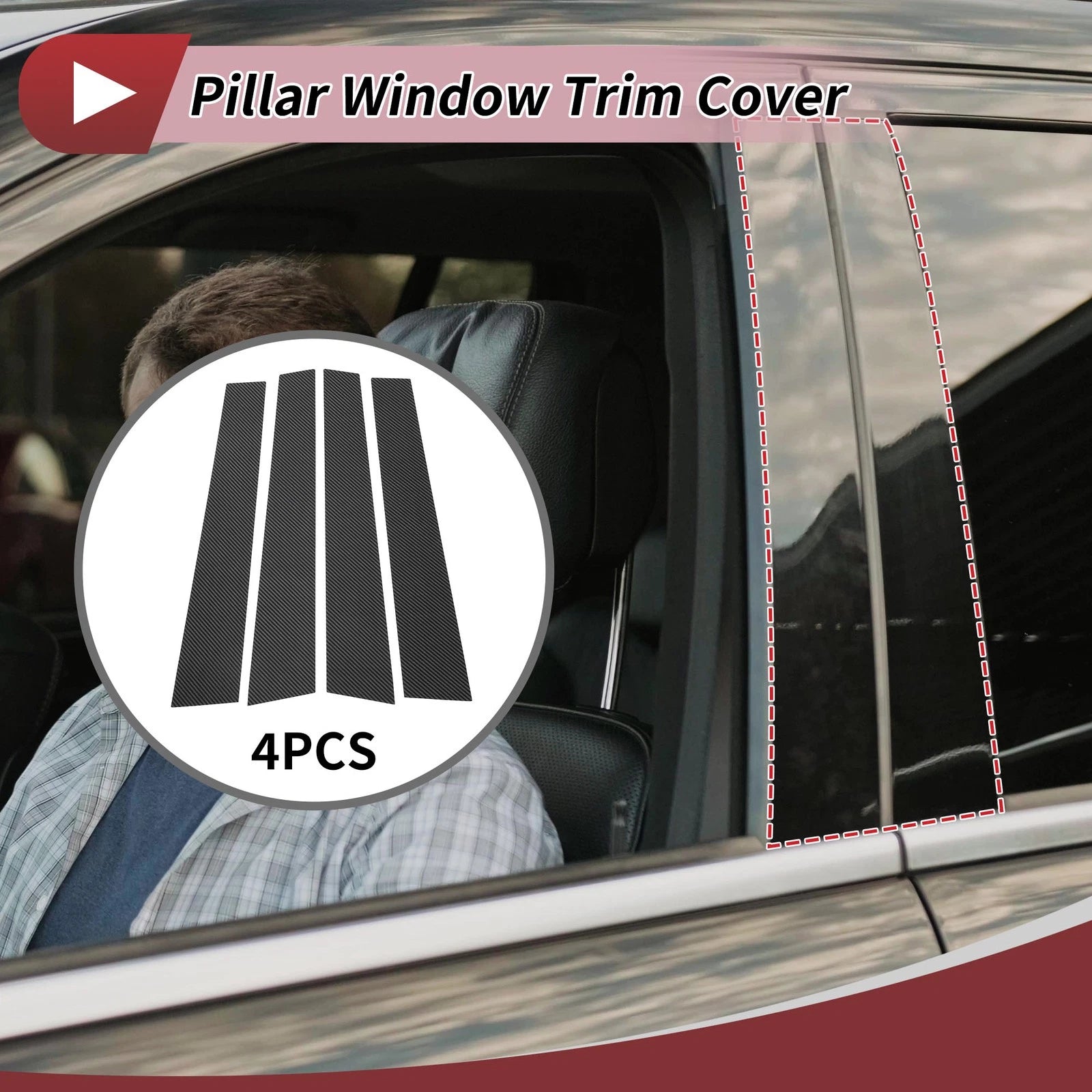 4 Pcs Door Pillar Window Trim Replacement for Lexus GS (2012–2019) Black