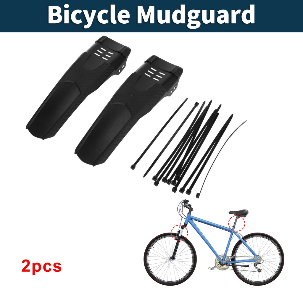 MTB Bicycle Mudguard Front Rear Black Set for Road Bike (11.30") (2 Pack)
