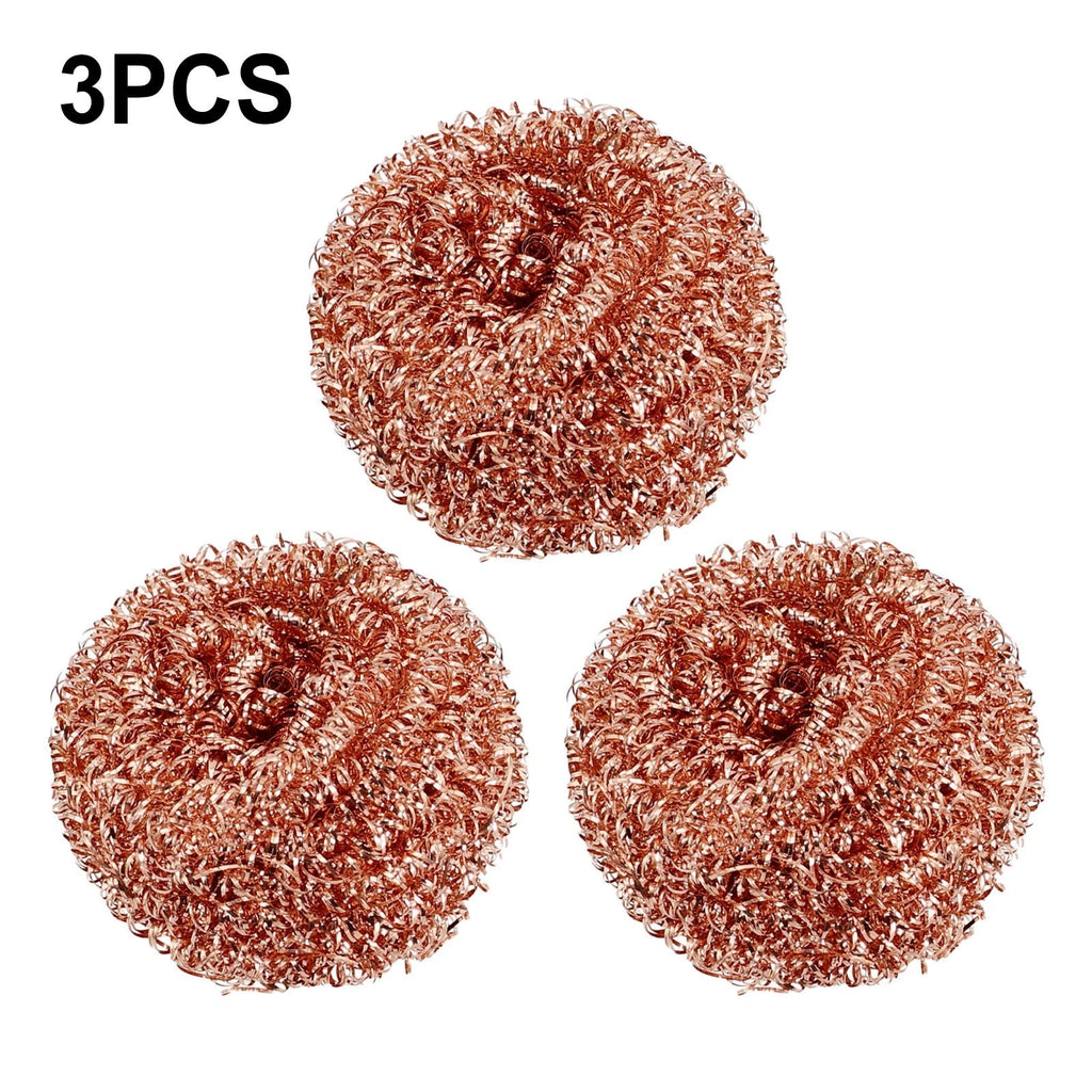 Copper Coated Wire Scourers Set of 4 for Kitchen Cleaning
