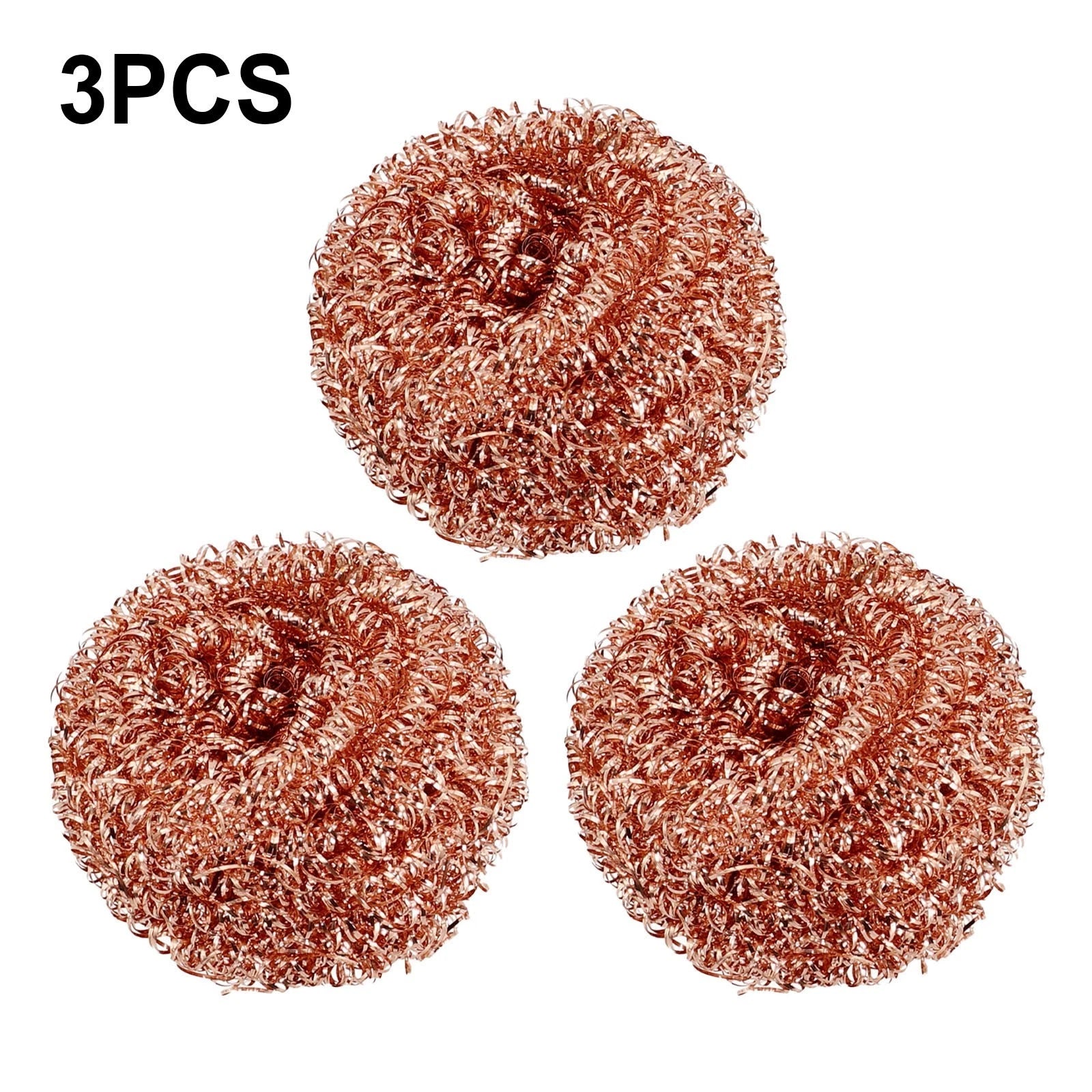 Copper Coated Wire Scourers Set of 4 for Kitchen Cleaning