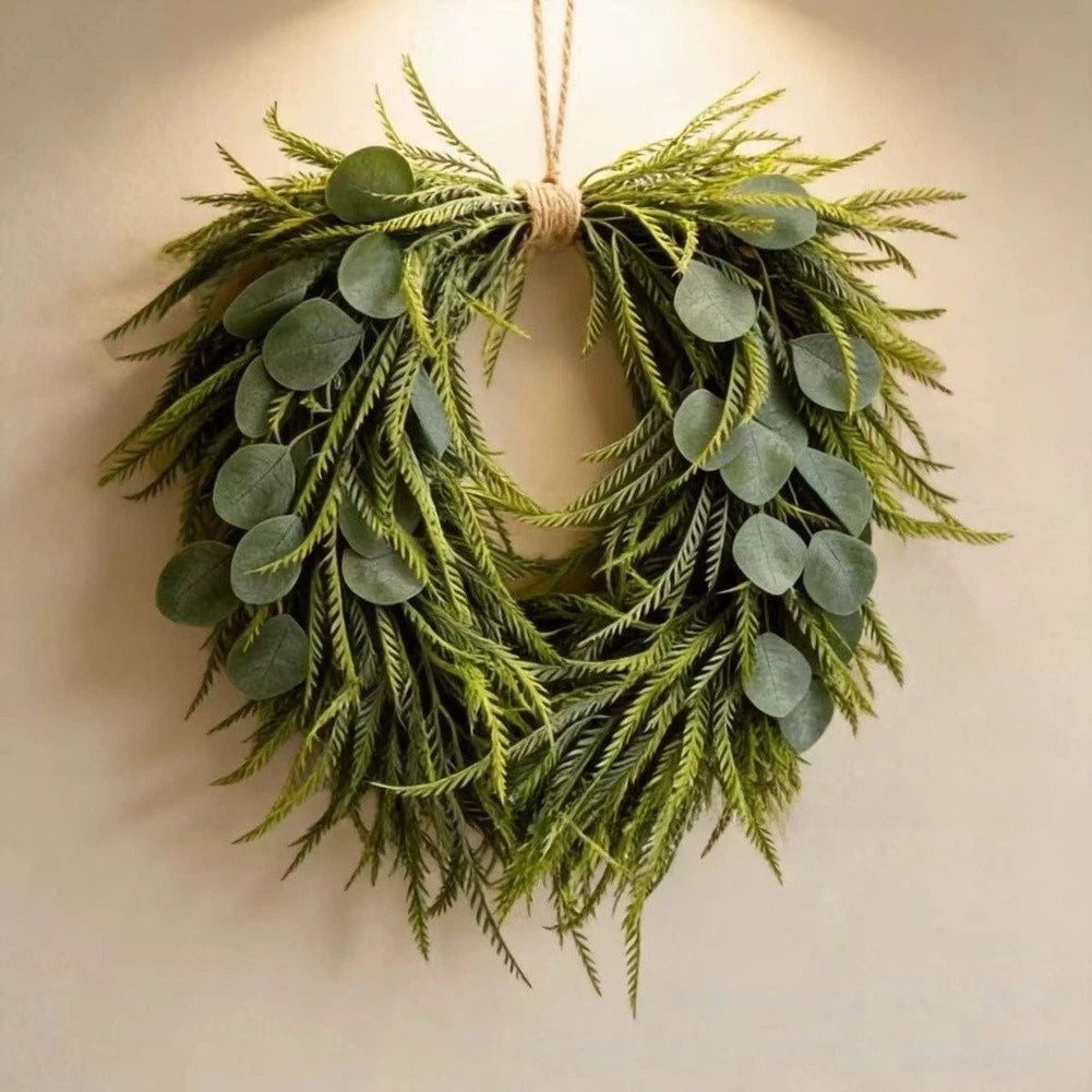 50cm Plastic Wreath with Eucalyptus and Fern for Easy Hanging Decor