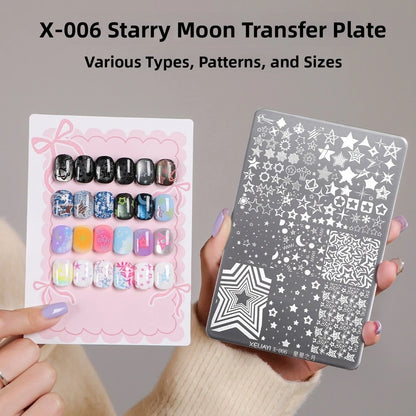 Stainless Steel Nail Art Stamping Plate with Star Moon Patterns (14.5x9.5cm)