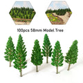 100pcs Miniature Pine Trees for Train Railroad Landscape (Model Scenery)
