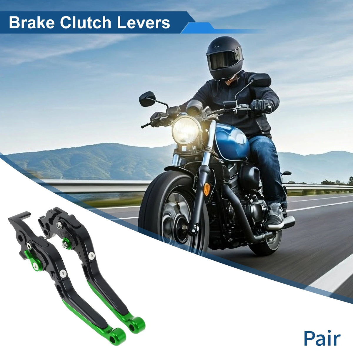 Brake Clutch Levers for KTM 390 Duke (2019–2023) Black Handle Green End 1 Pair