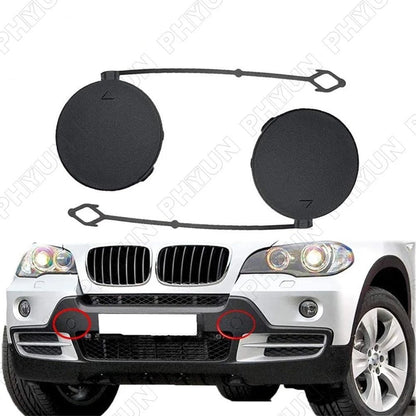 2Pcs Front Bumper Grill Tow Eye Hook Cover Caps For BMW X5 E70 2007-2010 LH & RH