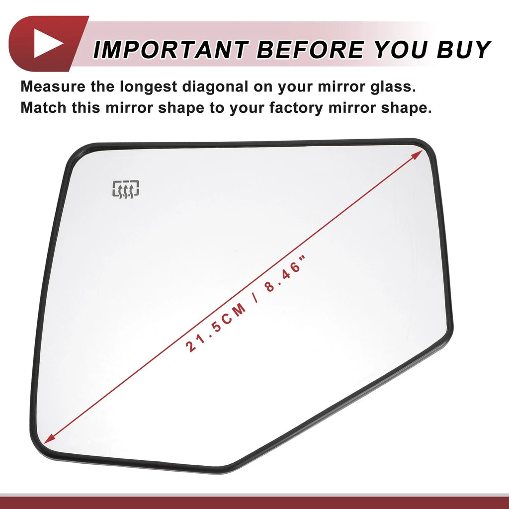 Heated Left Driver Side Mirror Glass Replacement for Ford Explorer (2006–2010)